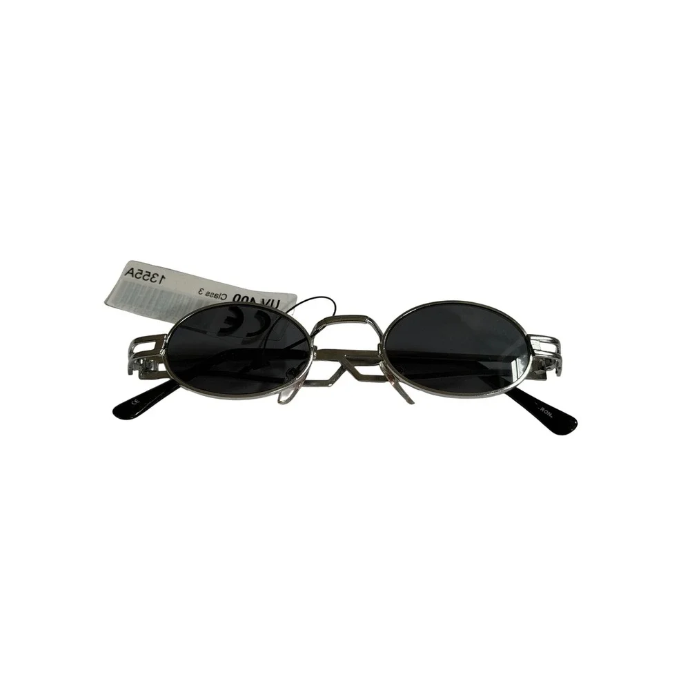 Vintage 90s Industrial Oval Metal Sunglasses